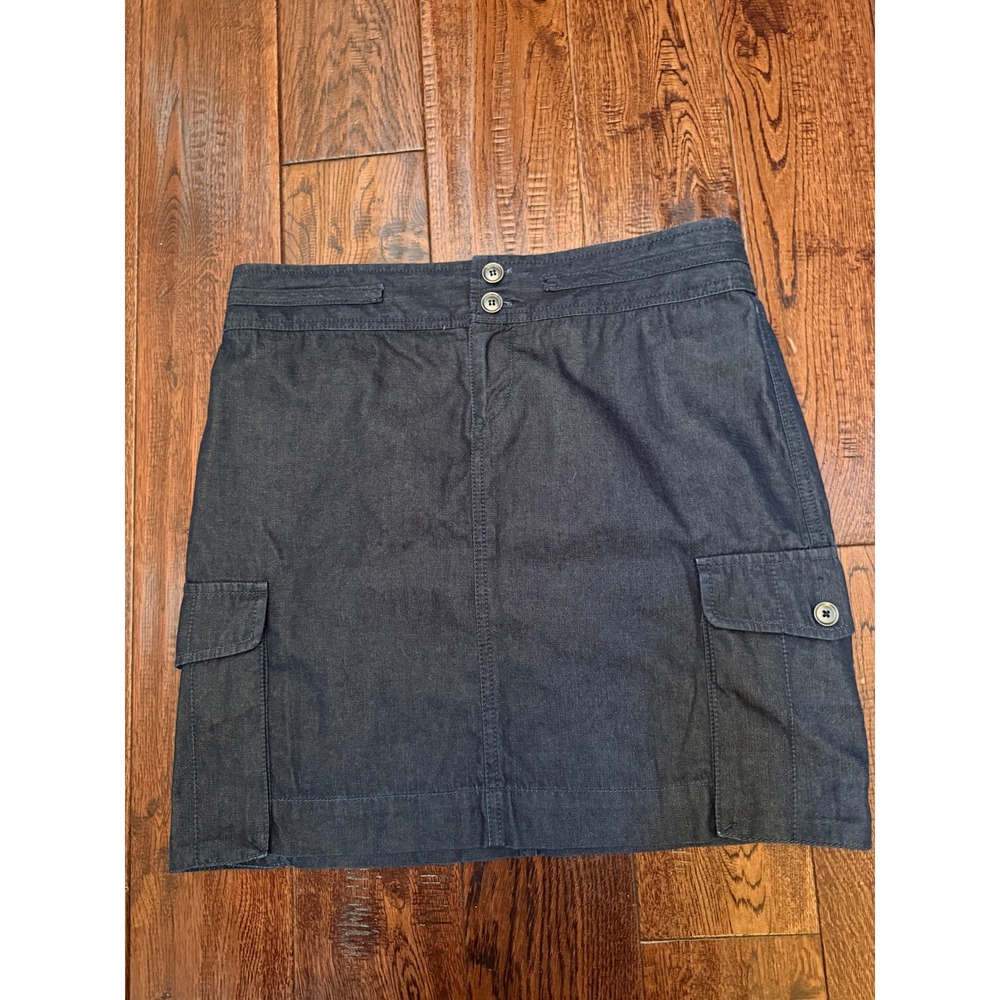 Ann Taylor LOFT Womens Cargo Mini Skirt Dark Wash Denim Indigo Size 4 Utility